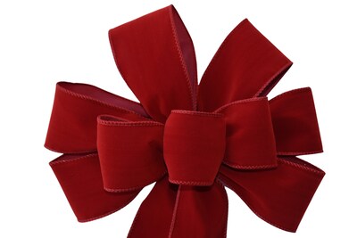 Dark Red Velvet Wired Christmas Wreath Bow - Holiday - Scarlet - Brick Red  - Indoor or Outdoor